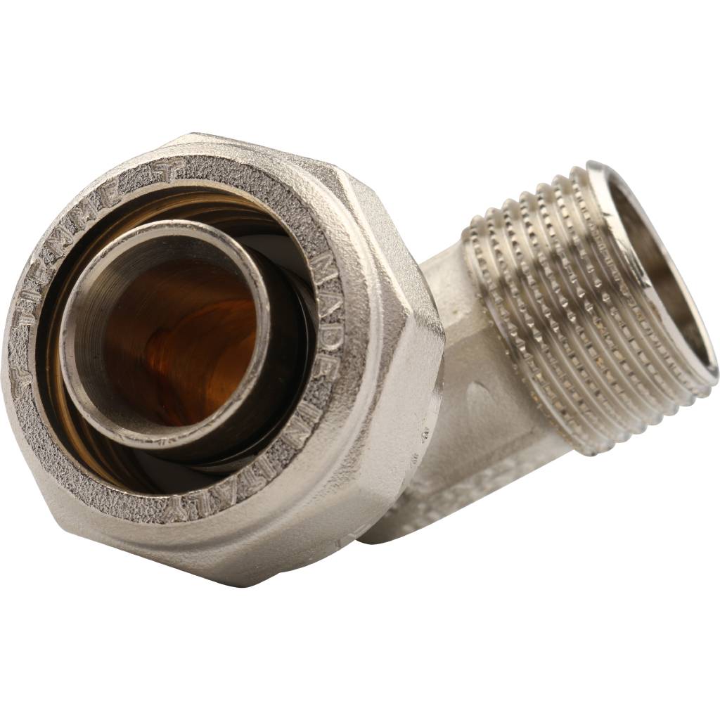 Угольник TIEMME с наружной резьбой (26х3.0х3/4) для металлопластиковых труб винтовой, 1600050