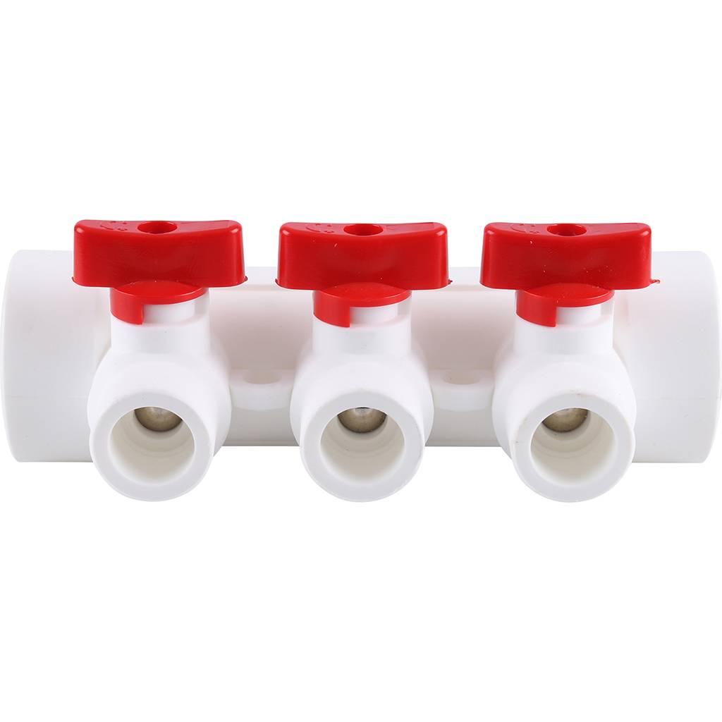 Коллектор с воздухоотводчиком и запорными кранами Kalde (3 выхода)