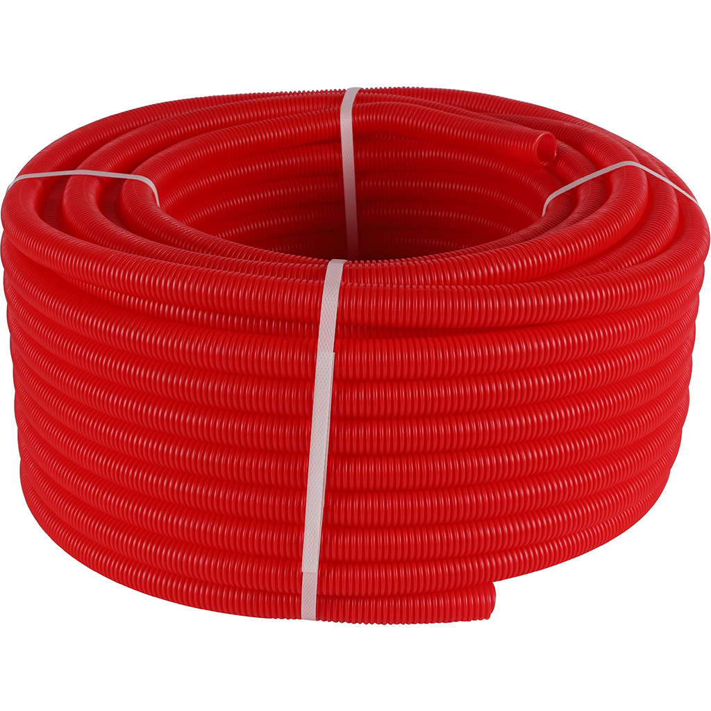 Труба гофрированная STOUT ПНД, цвет красный, наружным диаметром 23 мм для труб диаметром 16 мм, SPG-0002-502316