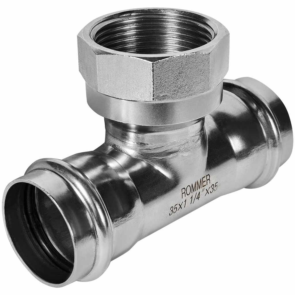 Тройник-Переходник ROMMER ВПр-ВР, 35х11/4, из нержавеющей стали прессовой, RSS-1015-035114