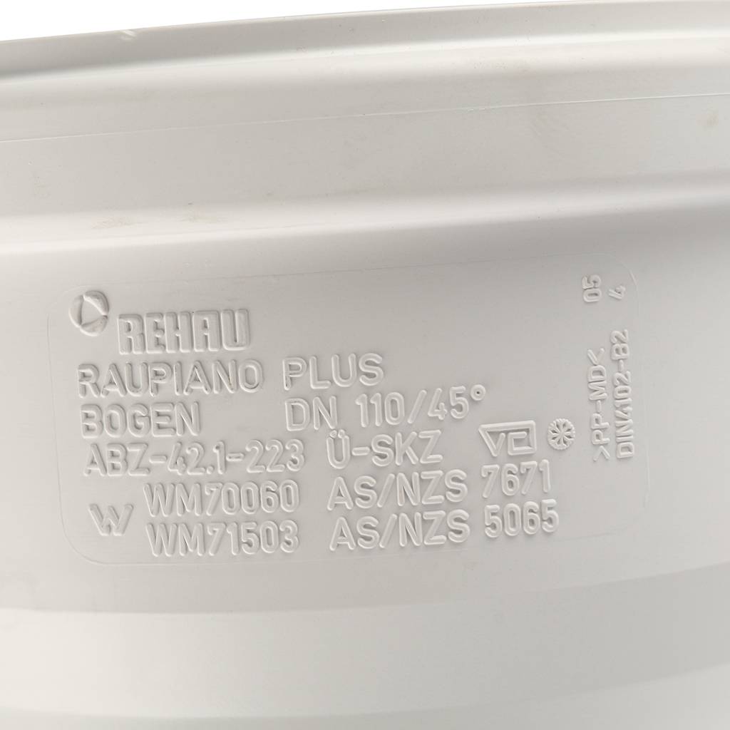 Отвод РЕХАУ RAUPIANO PLUS диам. 110 на 45°, 11231361001