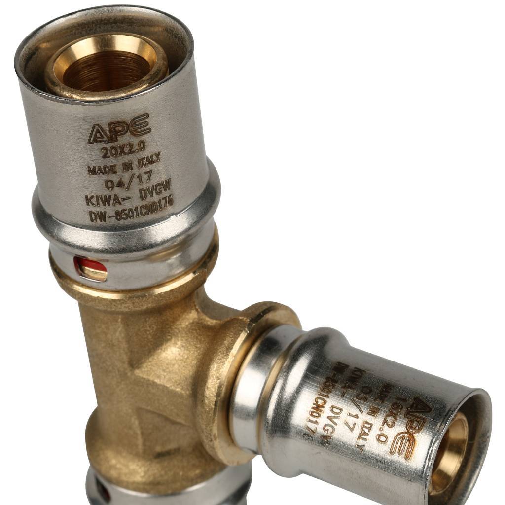 Тройник переходной STOUT 20х16х20 для металлопластиковых труб прессовой, SFP-0005-201620