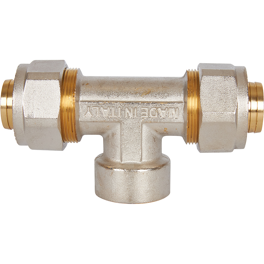 Тройник-переходник STOUT с внутренней резьбой 1 x32 для металлопластиковых труб винтовой, SFS-0012-000132