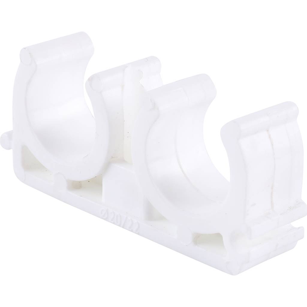 Двойное крепление Kalde d=20 для полипропиленовых труб под сварку (цвет белый)