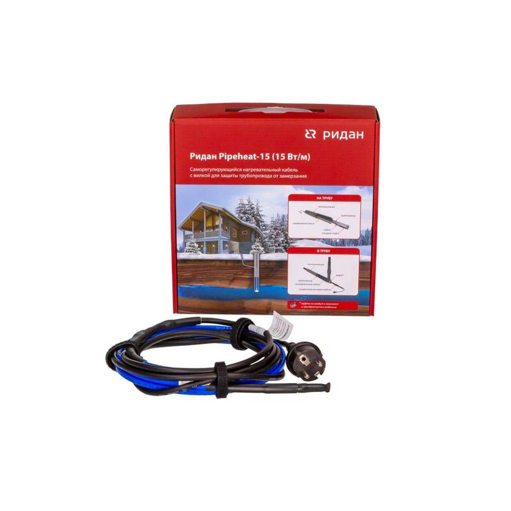 Саморегулирующийся нагревательный кабель Ридан Pipeheat-15 4 м 60 Вт с вилкой, 21RT0801R