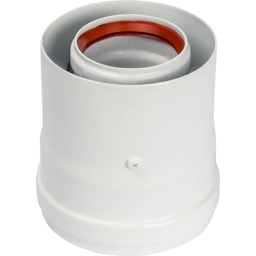 Элемент дымохода STOUT DN60/100 адаптер для котла вертикальный коаксиальный (совместимый с Baxi,Viessmann)(с логотипом), SCA-6010-210100