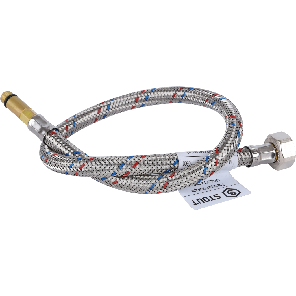 Гибкая подводка для воды STOUT M 10 (35мм) х ВР 1/2, длина 600 мм, SHF-0047-351015