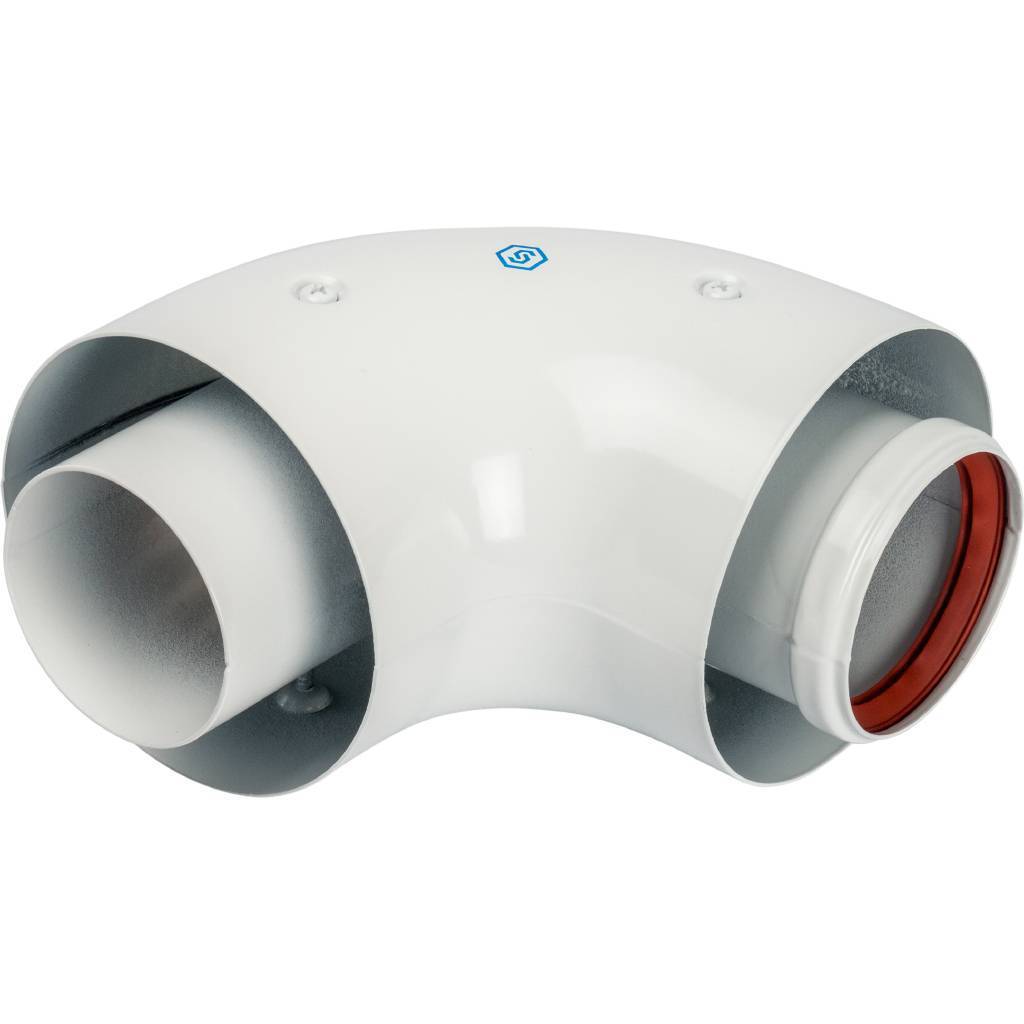 *SCA-6010-000090 STOUT Элемент дымохода отвод коаксиальный 90°  DN60/100, п/м уплотнения и хомут в комплекте (с логотипом), SCA-6010-000090