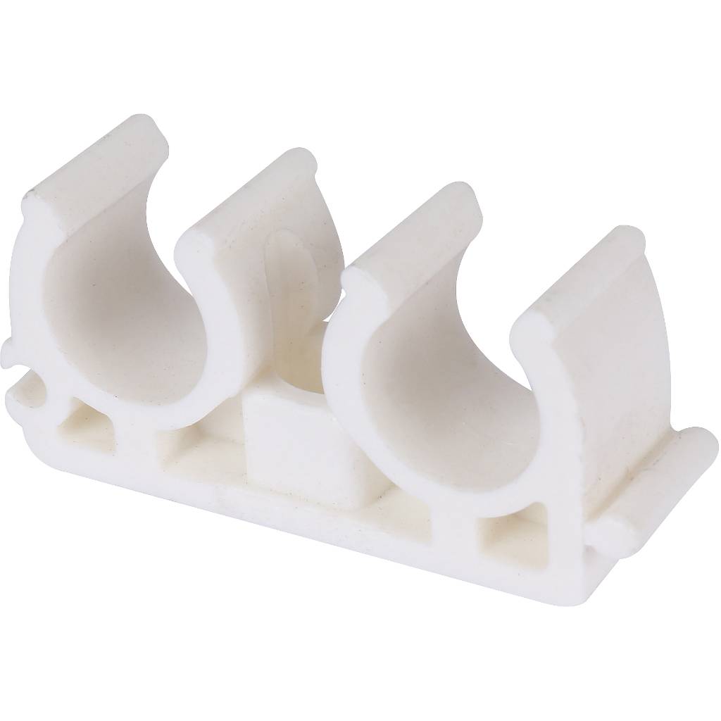 Двойное крепление Kalde d=16 для полипропиленовых труб под сварку (цвет белый), 3592-bck-160000