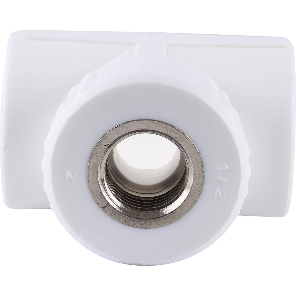 Тройник Kalde с внутренней резьбой 32х1/2 для полипропиленовых труб под сварку (цвет белый)