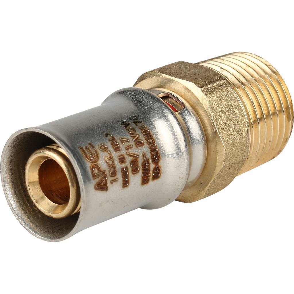 Переходник STOUT с наружной резьбой 1/2 х16 для металлопластиковых труб прессовой, SFP-0001-001216