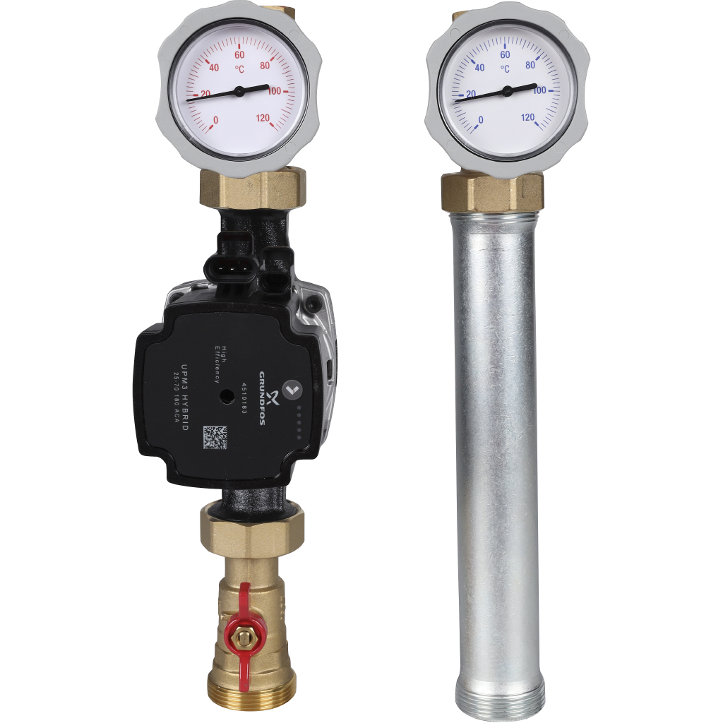 Насосная группа Meibes V-UK 1 с насосом Grundfos UPM3 Hybrid 25-70, без смес., слева, M66813.36