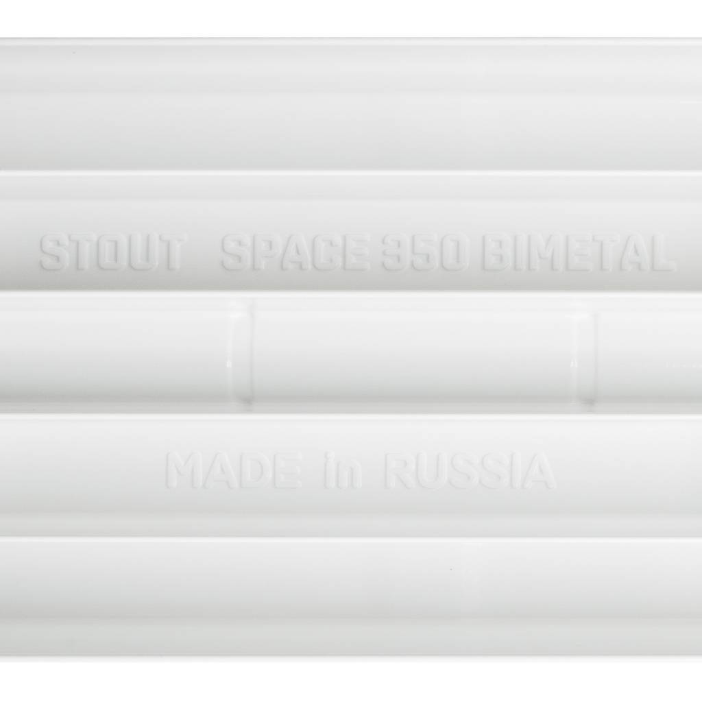 Радиатор биметаллический STOUT Space 350 14 секций боковое подключение RAL9016