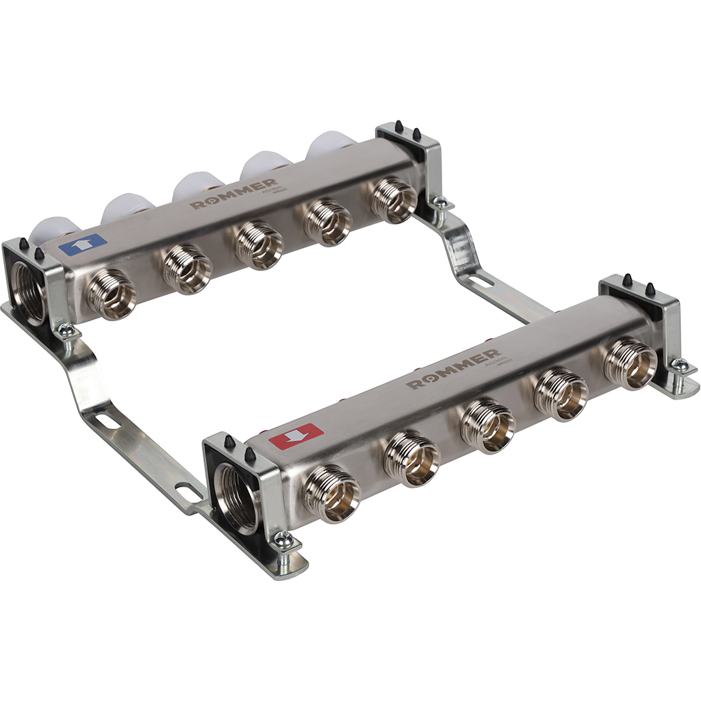 Коллектор из нержавеющей стали без расходомеров ROMMER 5 выходов