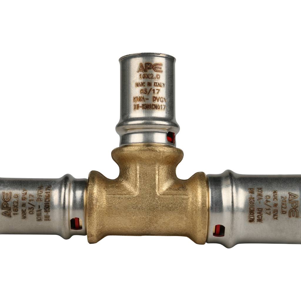 Тройник переходной STOUT 20х16х16 для металлопластиковых труб прессовой, SFP-0005-201616