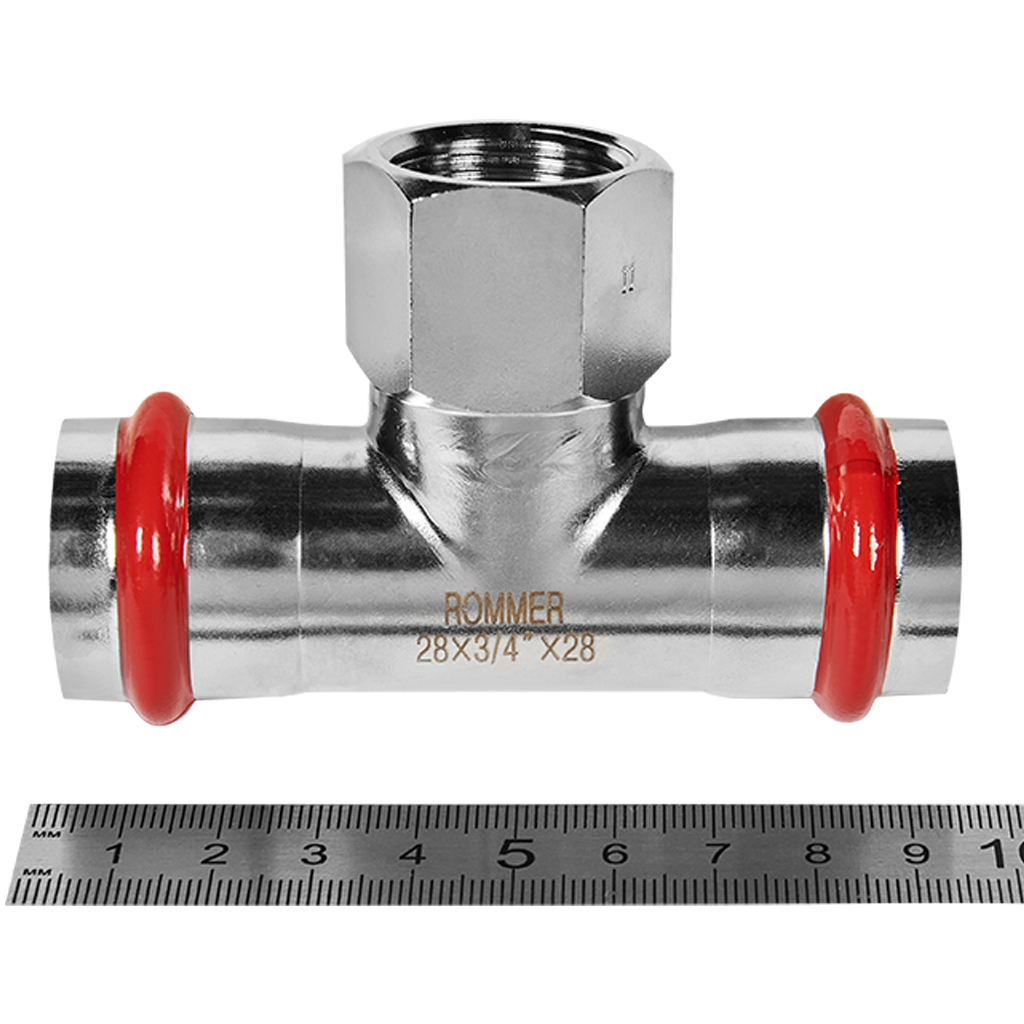 Тройник-переходник-ВР ROMMER 28х3/4 из нержавеющей стали прессовой