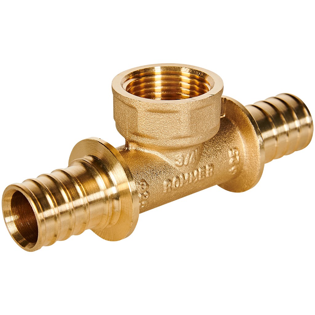 Тройник-переходник с внутренней резьбой ROMMER 25xR 3/4 для труб из сшитого полиэтилена аксиальный