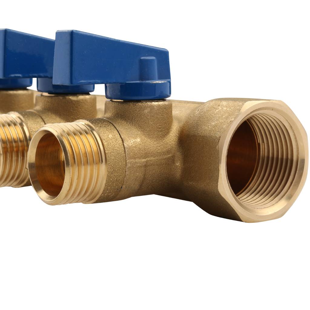 Коллектор распределительный TIEMME с шаровыми кранами на 4 выхода 3/4х1/2