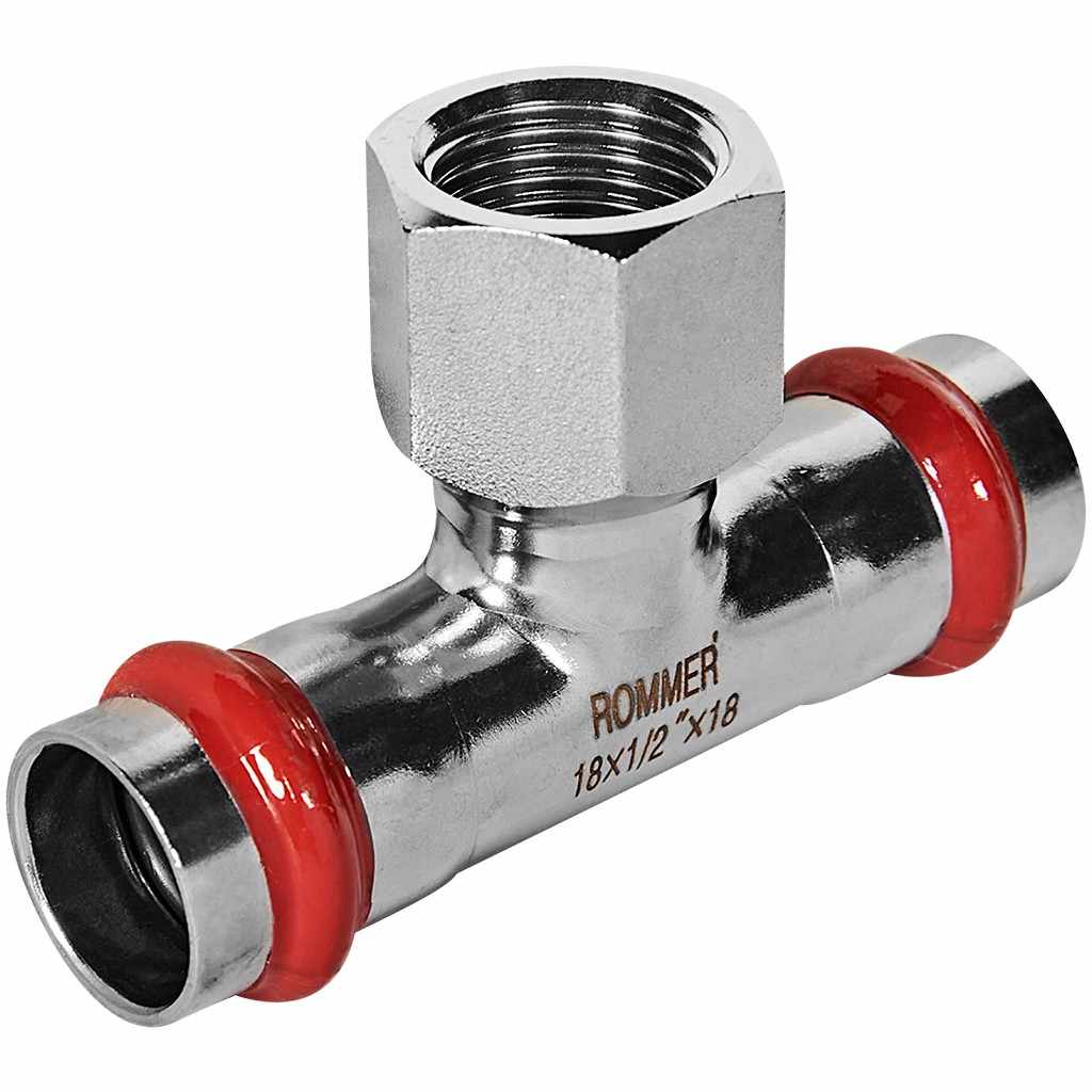 Тройник-Переходник ROMMER ВПр-ВР, 18х1/2, из нержавеющей стали прессовой, RSS-1015-001812
