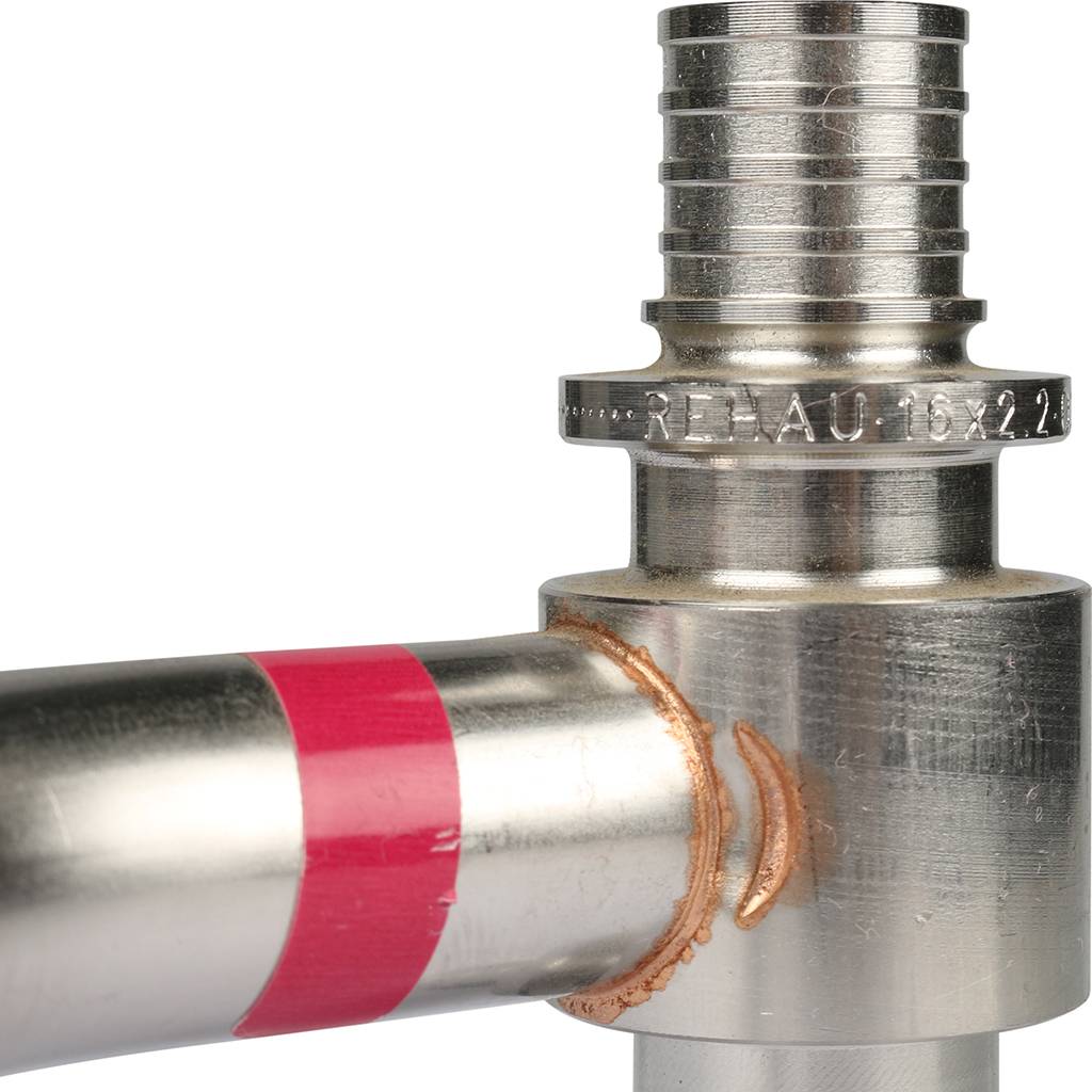 Трубка Т-образная РЕХАУ RAUTITAN 16/500 для подключения к отопительному прибору, 12408511001