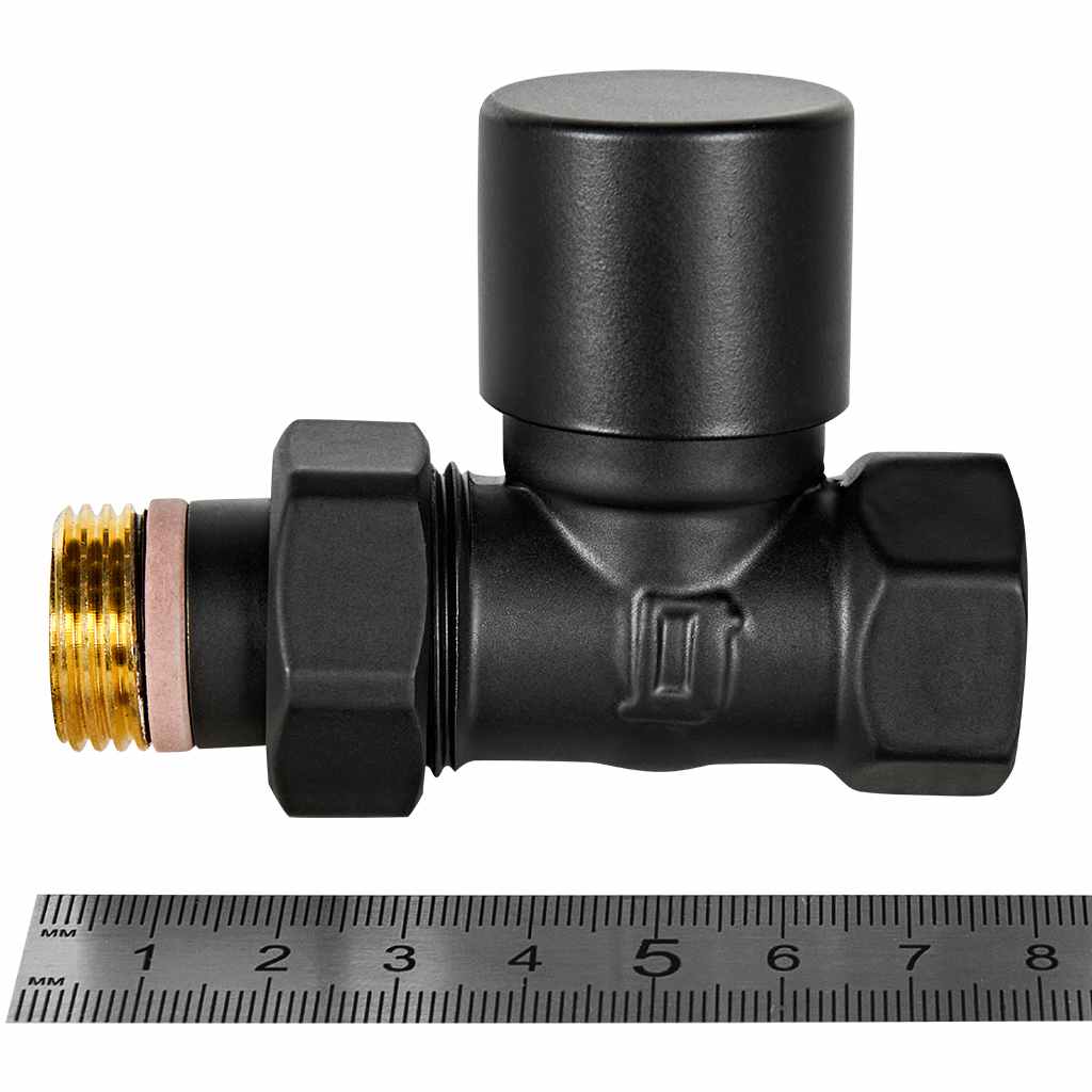 Клапан запорно-балансировочный STOUT Design черный, прямой 1/2, SVLD-0001-000015B