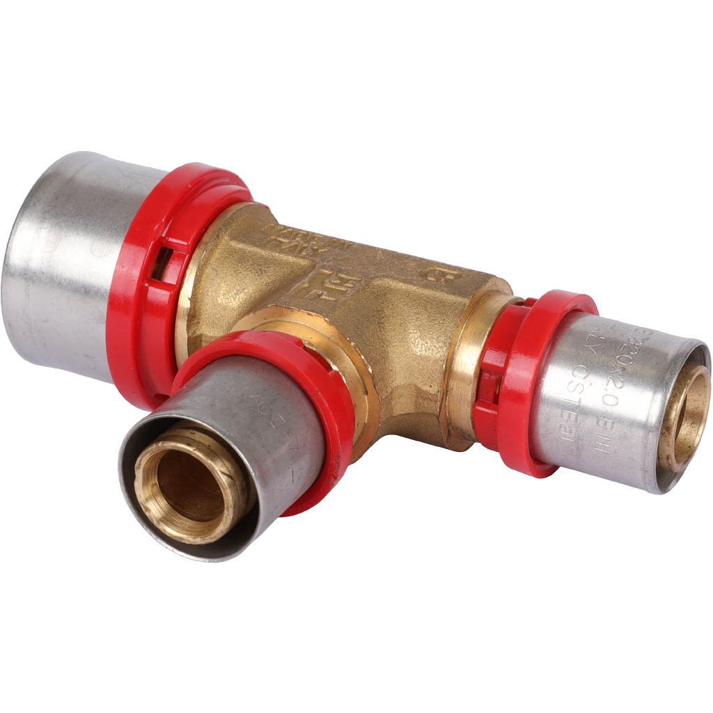 Тройник TIEMME редукционный 32x20x20 для металлопластиковых труб прессовой