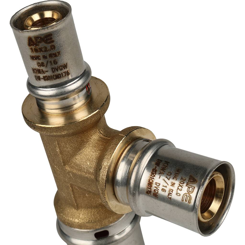 Тройник переходной STOUT 26х20х16 для металлопластиковых труб прессовой, SFP-0005-262016