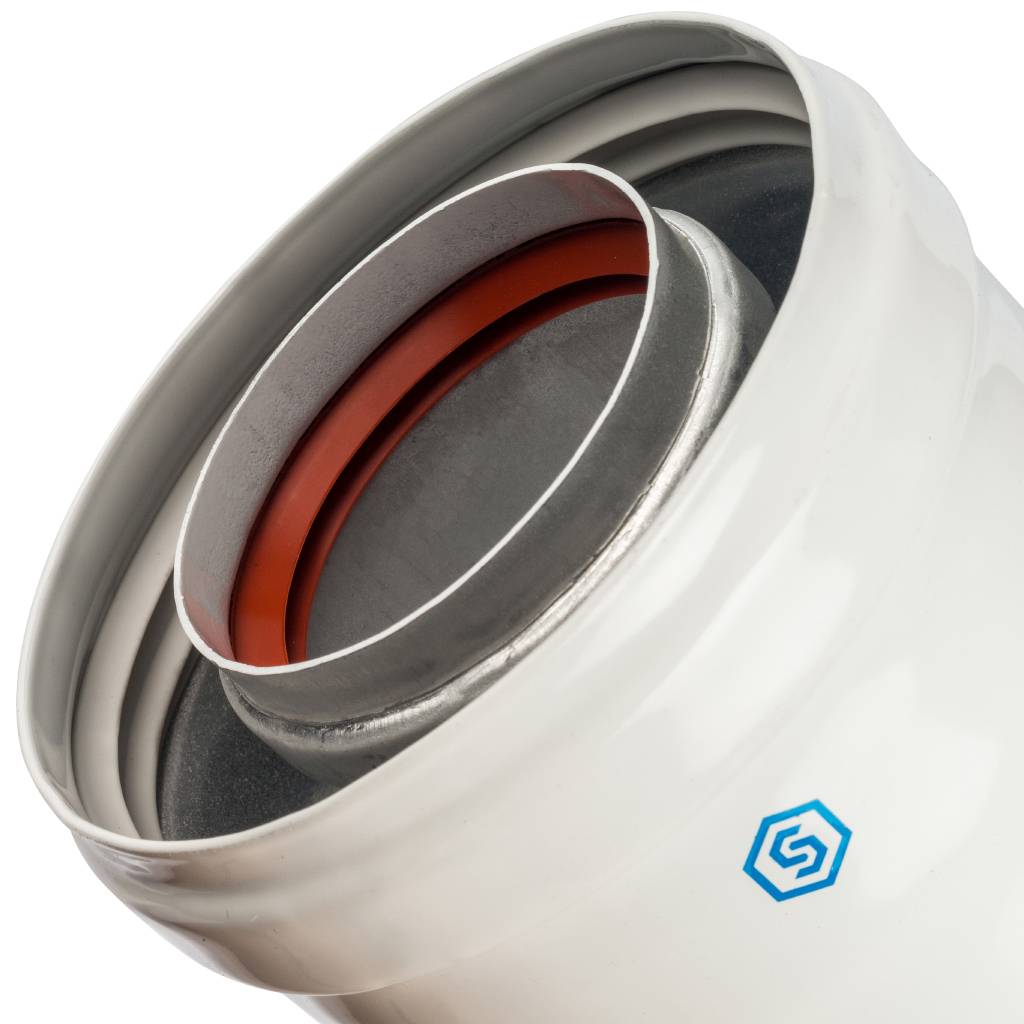 Элемент дымохода STOUT DN60/100 адаптер для котла вертикальный коаксиальный (совместимый с Vaillant, Protherm NEW)(с логотипом), SCA-6010-230100