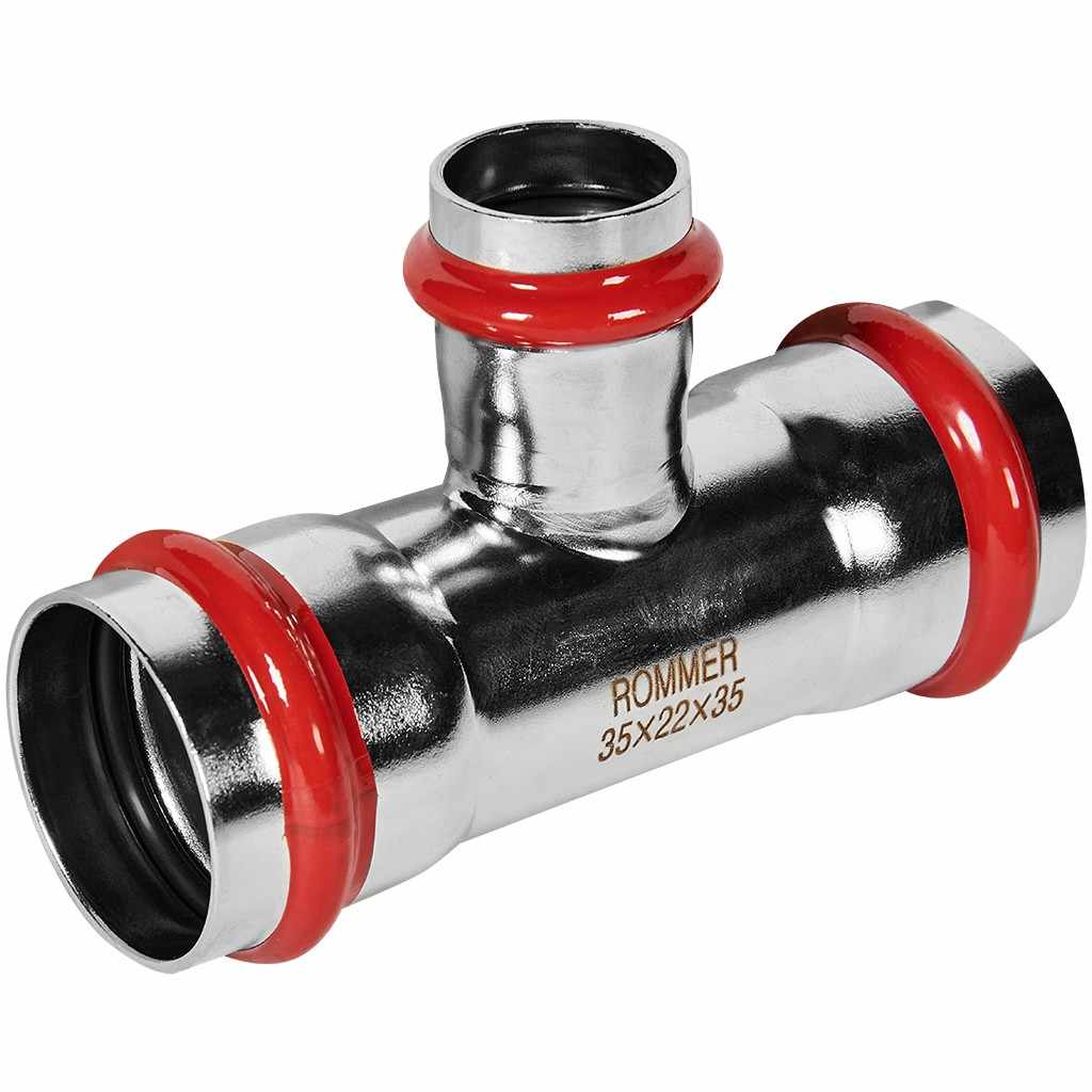 Тройник ROMMER переходной ВПр, 35х22х35, из нержавеющей стали прессовой, RSS-1014-352235