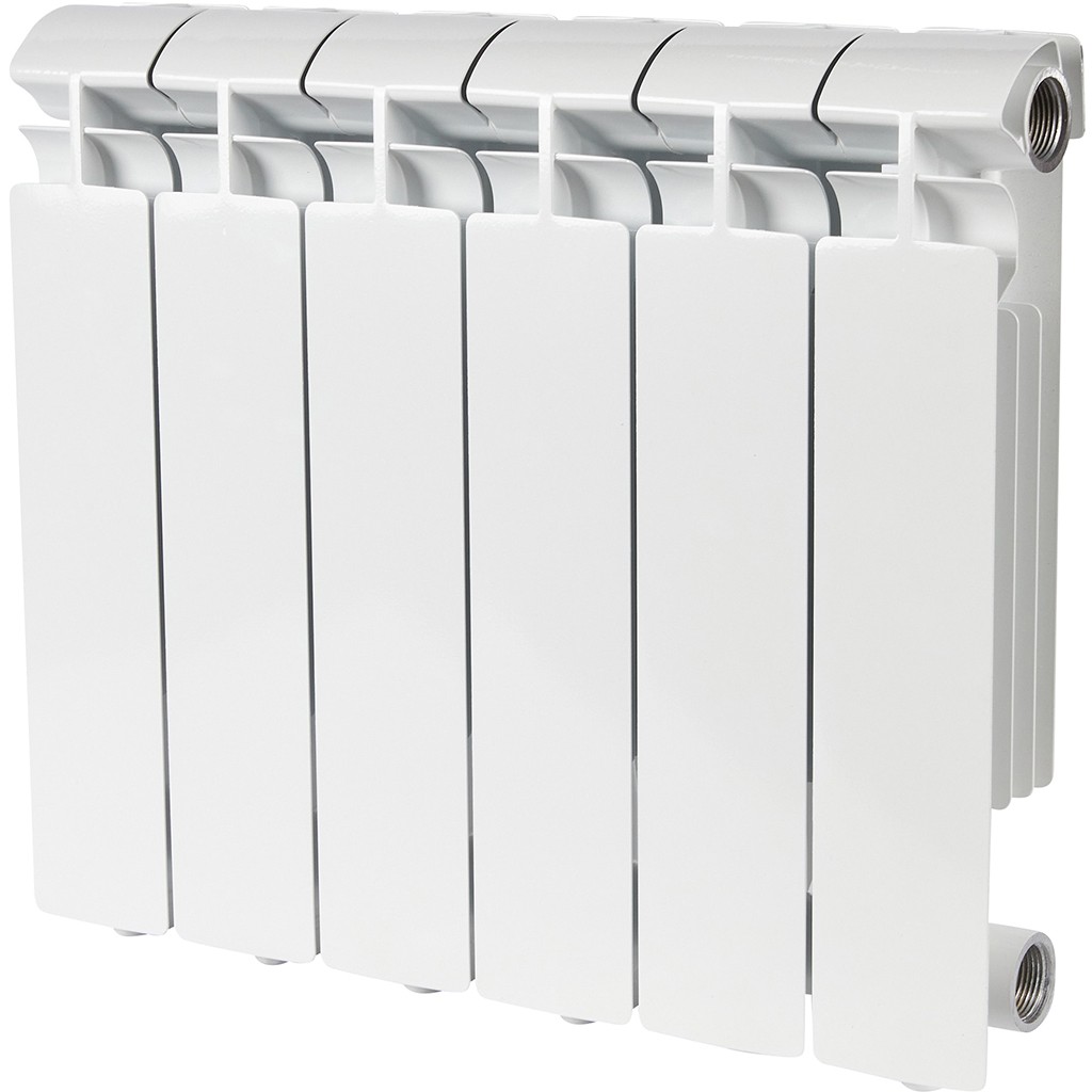 Радиатор алюминиевый STOUT ALPHA 350 6 секций боковое подключение (белый RAL 9016), SRA-2310-035006