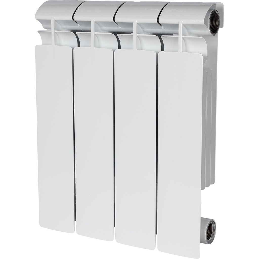 Радиатор биметаллический STOUT ALPHA 350 4 секций боковое подключение (белый RAL 9016)