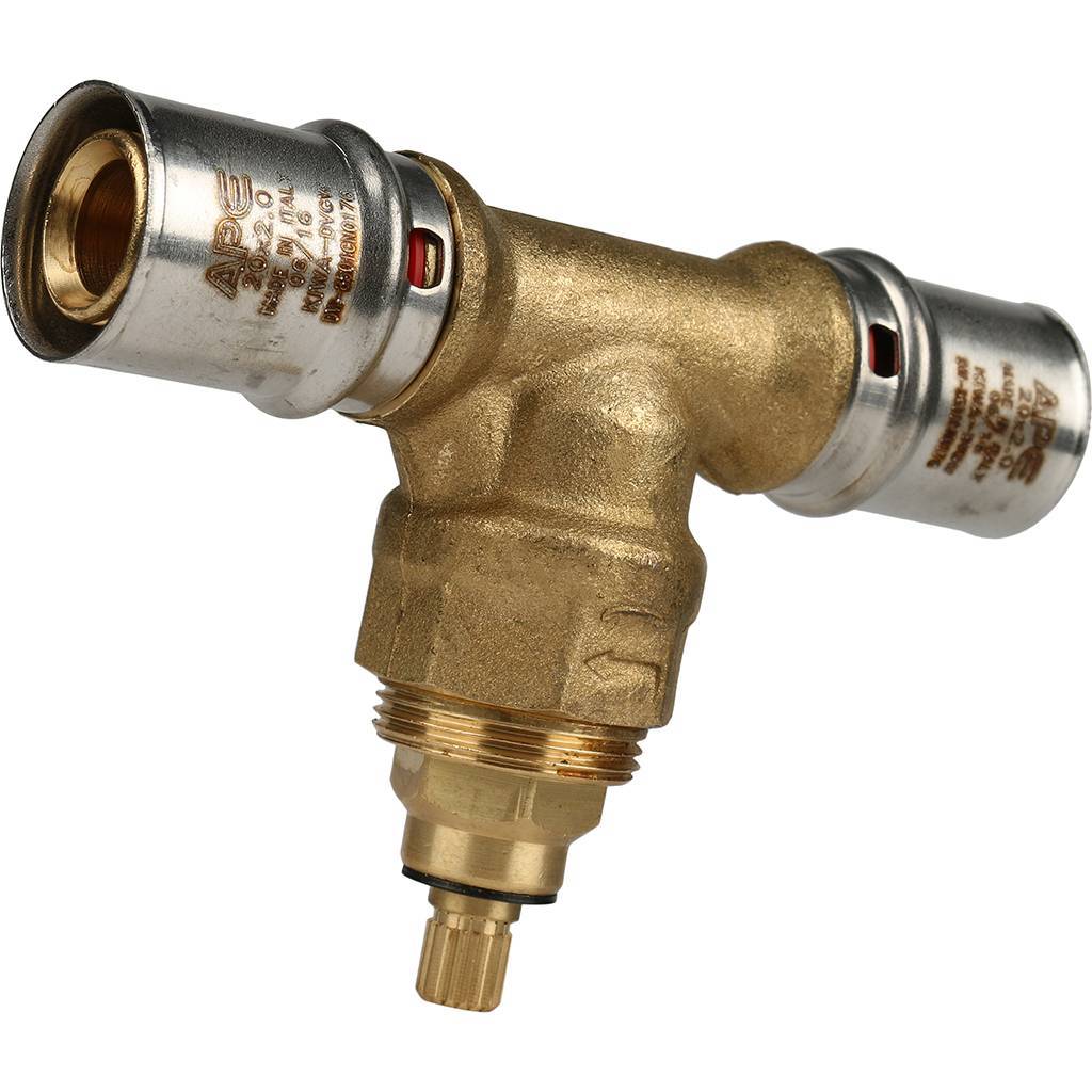 Вентиль с хромированной ручкой STOUT 20х20 для металлопластиковых труб прессовой, SFP-0014-002020