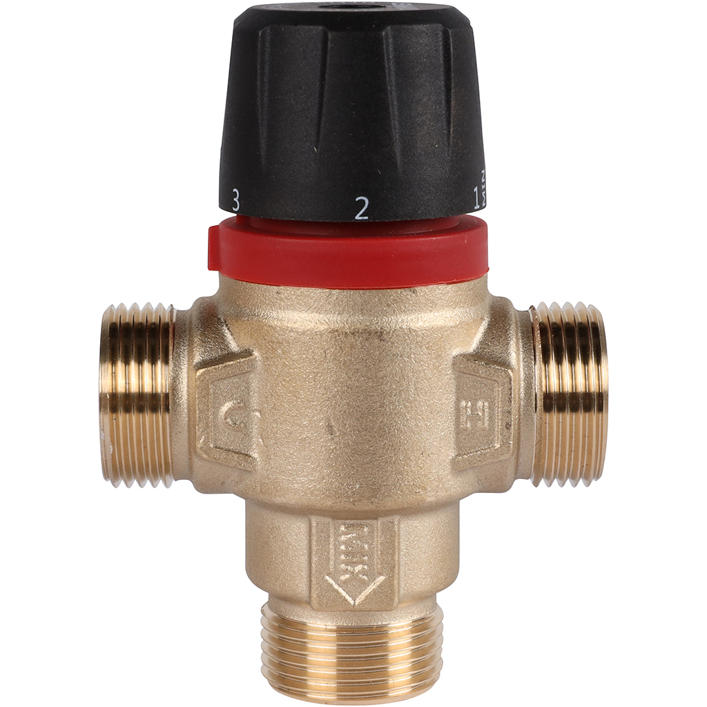 Термостатический смесительный клапан для систем отопления и ГВС ROMMER 3/4 НР 30-65°С KV 1,8 (центральное смешивание)