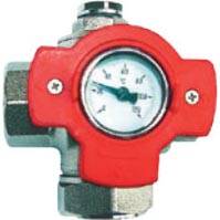 Мультифункциональный шаровой кран HERZ с красным маховиком и термометром 0-120°С 1, 1241403