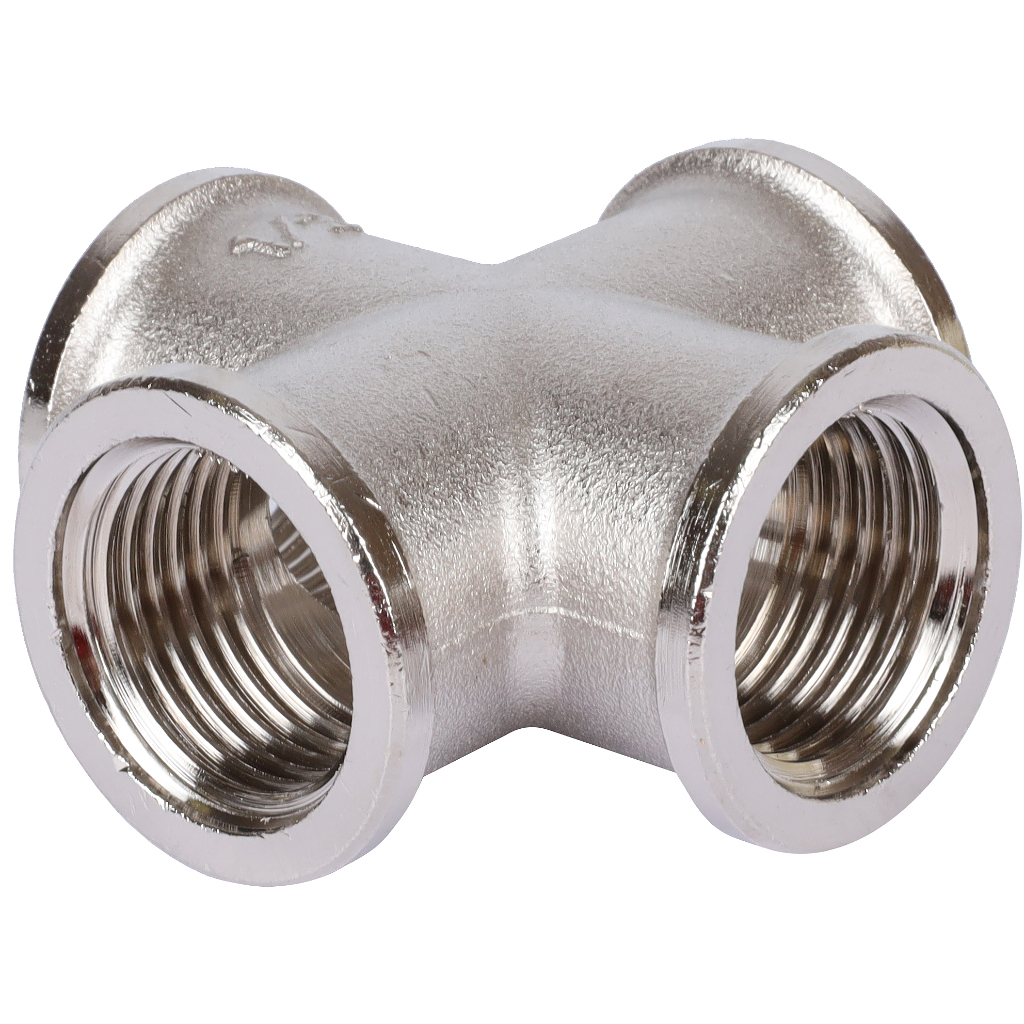 Крестовина TIEMME никелированная ВВ 1/2 для стальных труб резьбовой, 1500290