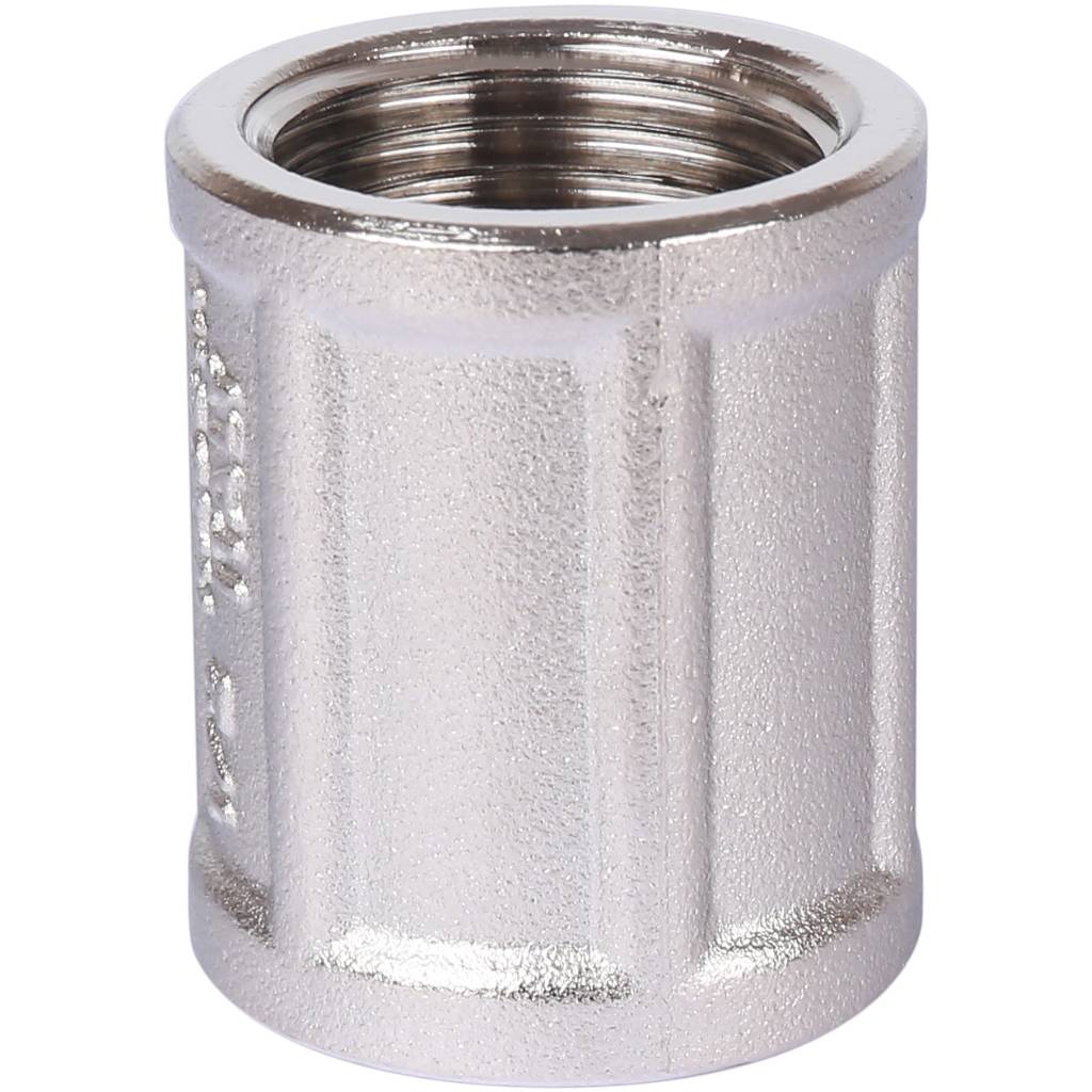 Муфта TIEMME ВВ никелированная 1/2х1/2 для стальных труб резьбовой, 1500136