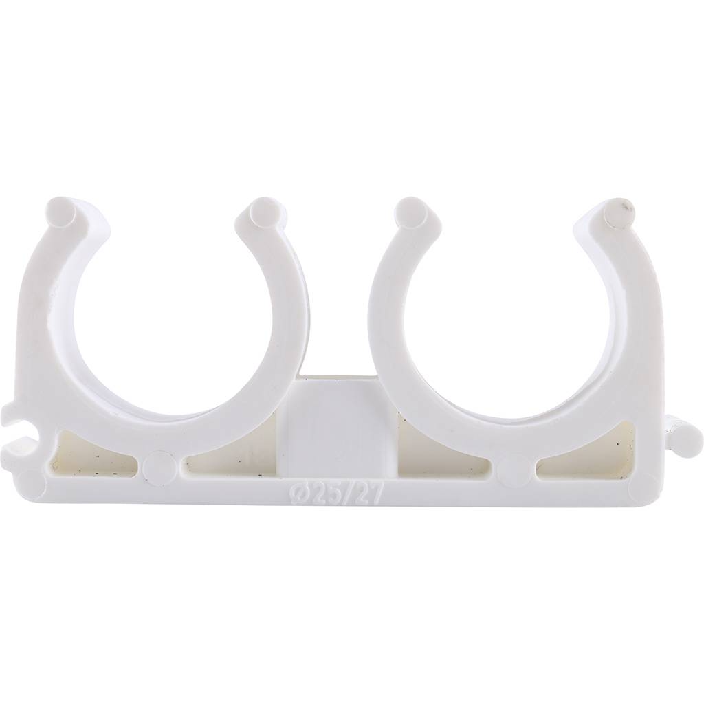 Двойное крепление Kalde d=25 для полипропиленовых труб под сварку (цвет белый), 3592-bck-252700