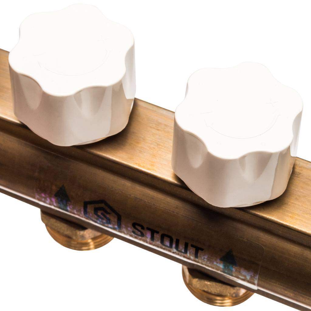 Распределительный коллектор из латуни с расходомерами STOUT 12 выходов, SMB 0473 000012