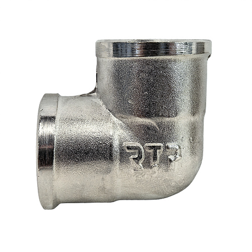 Угольник, латунь, внутренняя/внутренняя резьба 1/2х90°, никель, РТП