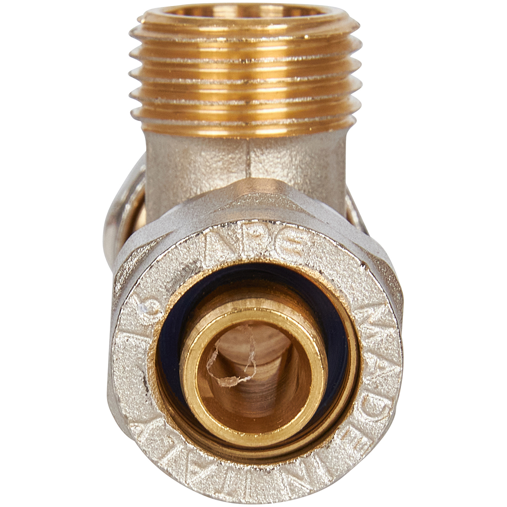 Тройник-переходник STOUT с наружной резьбой 1/2 х16 для металлопластиковых труб винтовой, SFS-0011-001216