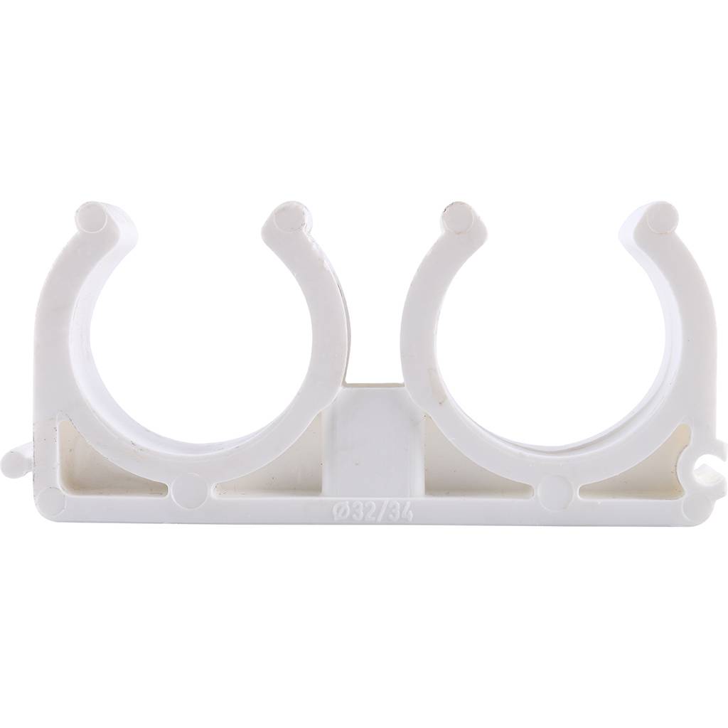 Двойное крепление Kalde d=32 для полипропиленовых труб под сварку (цвет белый)