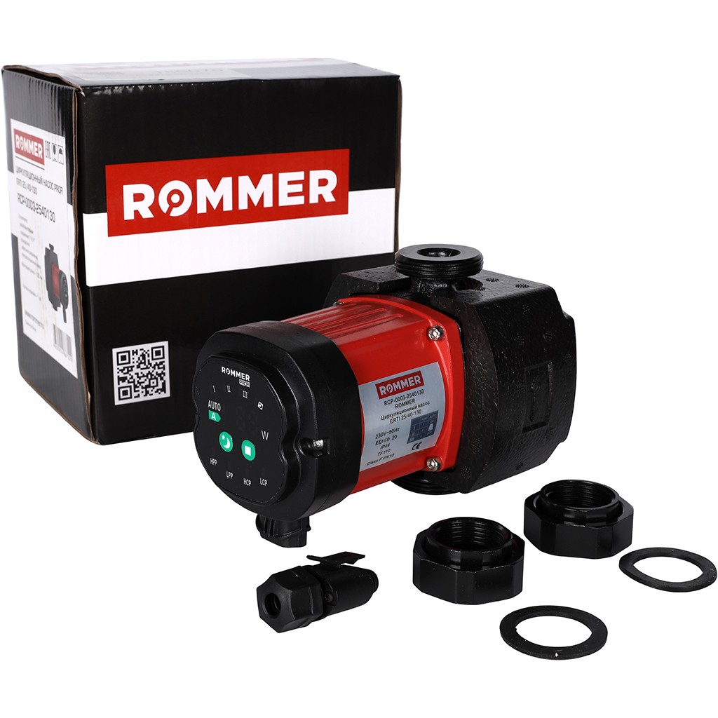 *RCP-0003-2540130 ROMMER Циркуляционный насос ERTI 25/40-130 с гайками и теплоизоляцией, RCP-0003-2540130