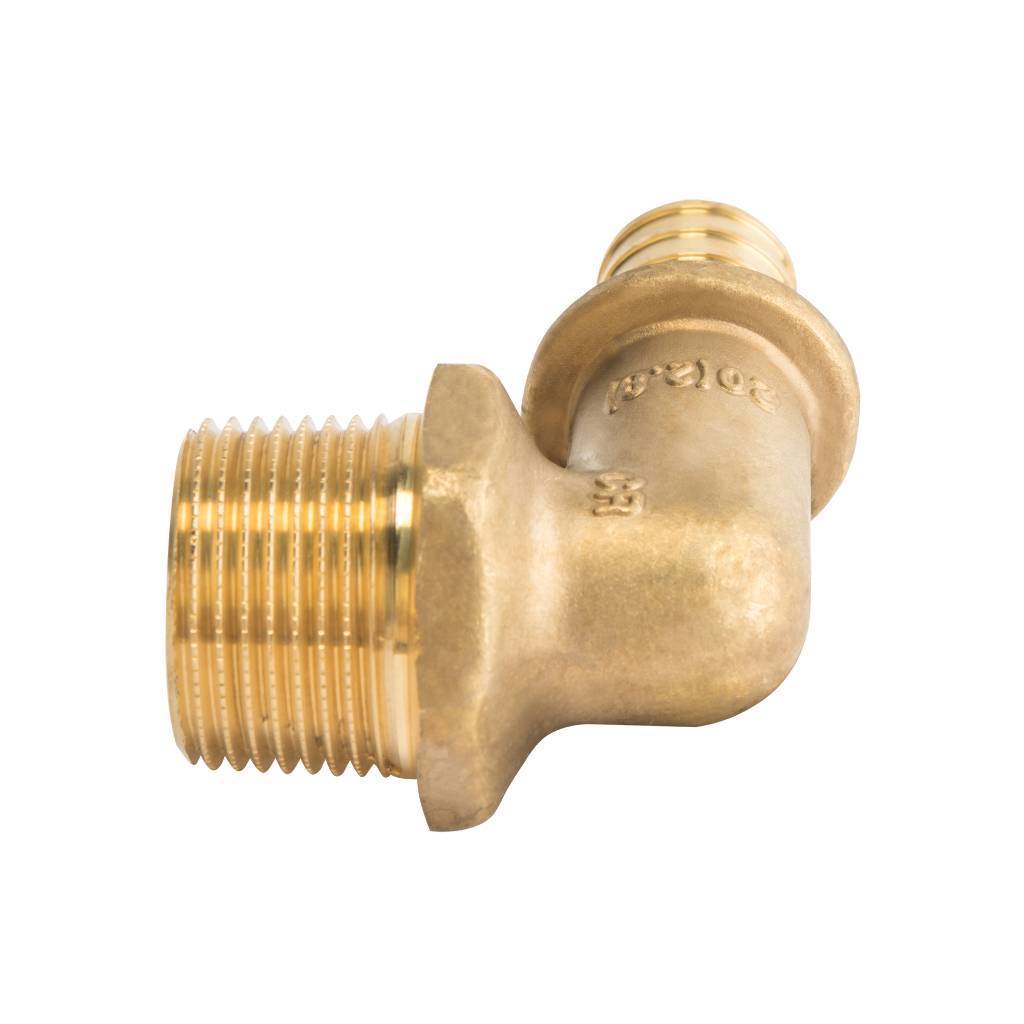 Угольник-переходник STOUT с наружной резьбой 20xR 3/4 для труб из сшитого полиэтилена аксиальный, SFA-0005-002034