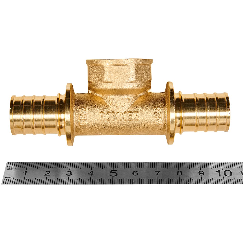 Тройник-переходник с внутренней резьбой ROMMER 25xR 3/4 для труб из сшитого полиэтилена аксиальный, RFA-0028-002534