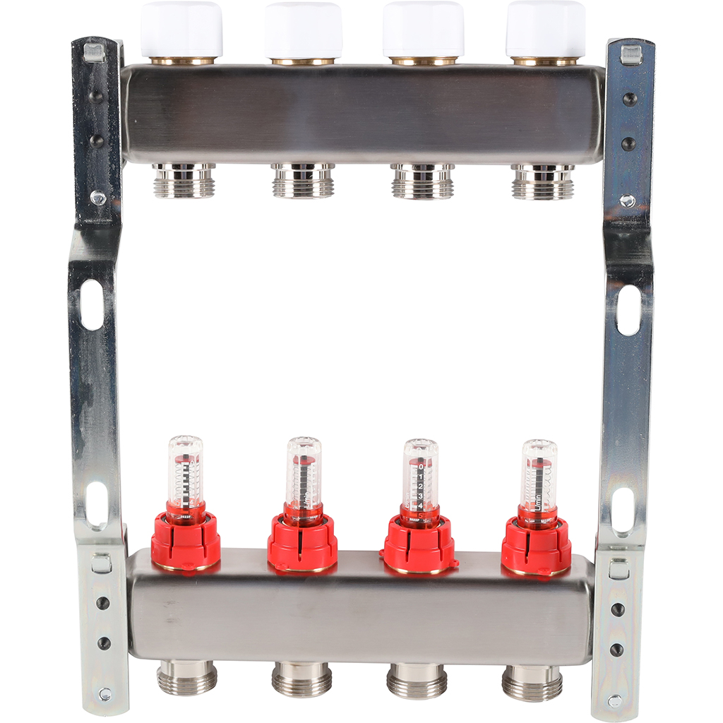 Коллектор из нержавеющей стали с расходомерами ROMMER 4  выхода