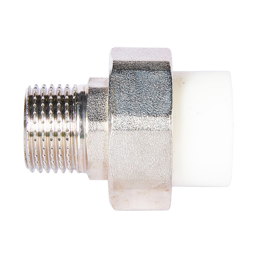 Муфта комбинированная Pro Aqua d=20-1/2 PP-R разъемная (американка) УСИЛЕННАЯ НР Белая, PA21008S