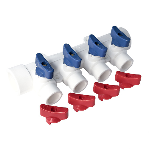 Коллектор с шаровым краном универсальный PPR 32х20/4, RTP