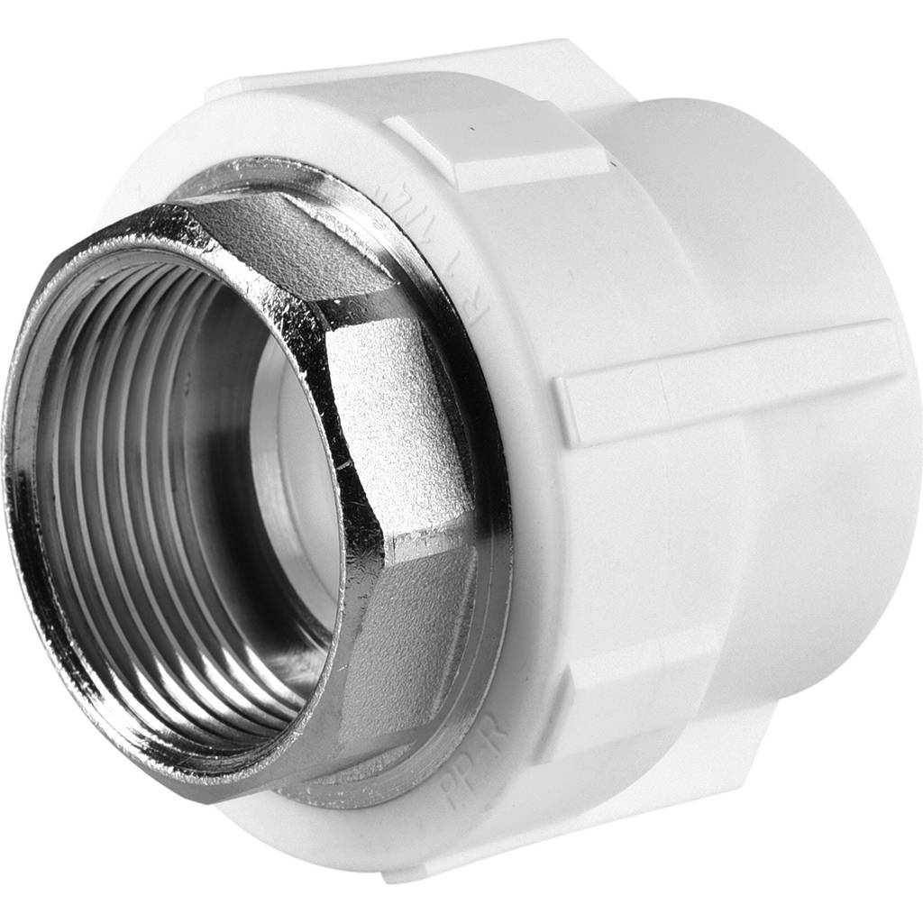 Муфта комбинированная Политэк 40x1 1/4 под шестигранник внутр. резьба для полипропиленовых труб под сварку (цвет белый), 9100040114