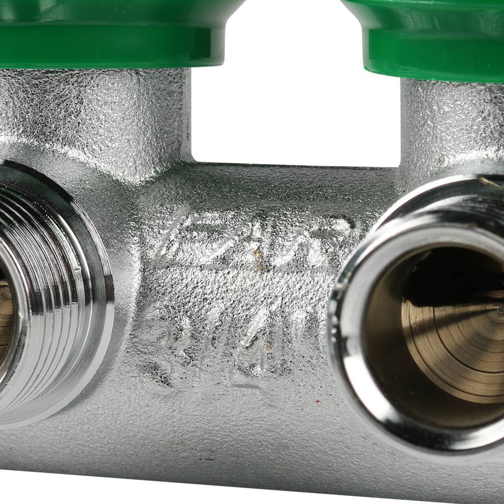 Коллектор распределительный FAR 1 , проходной, хромированный, 2 отвода 3/4  плоское уплотнение