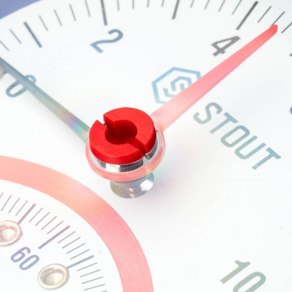 Термоманометр радиальный STOUT в комплекте с автоматическим запорным клапаном 80 мм